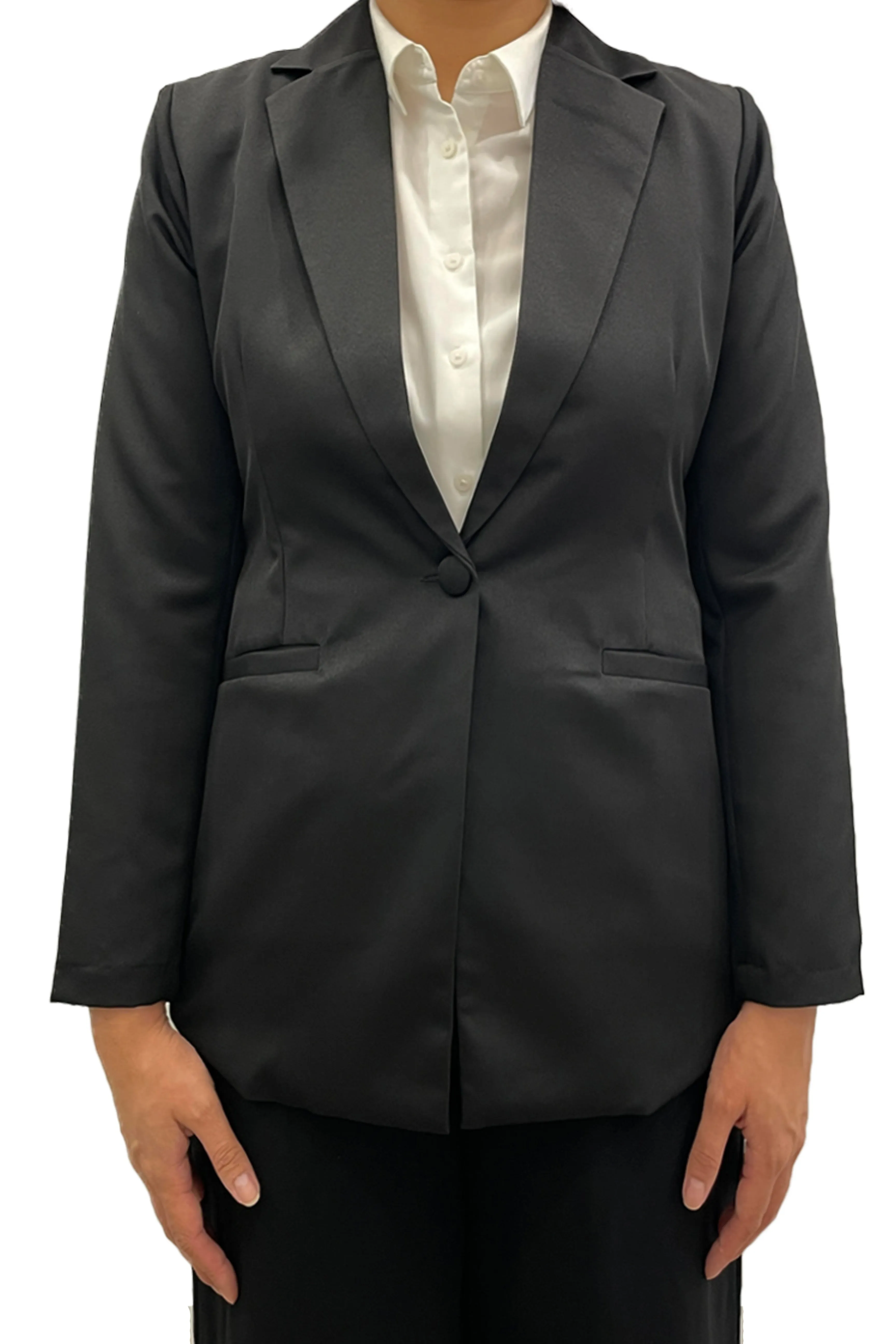 1 Button Structured Blazer - Black