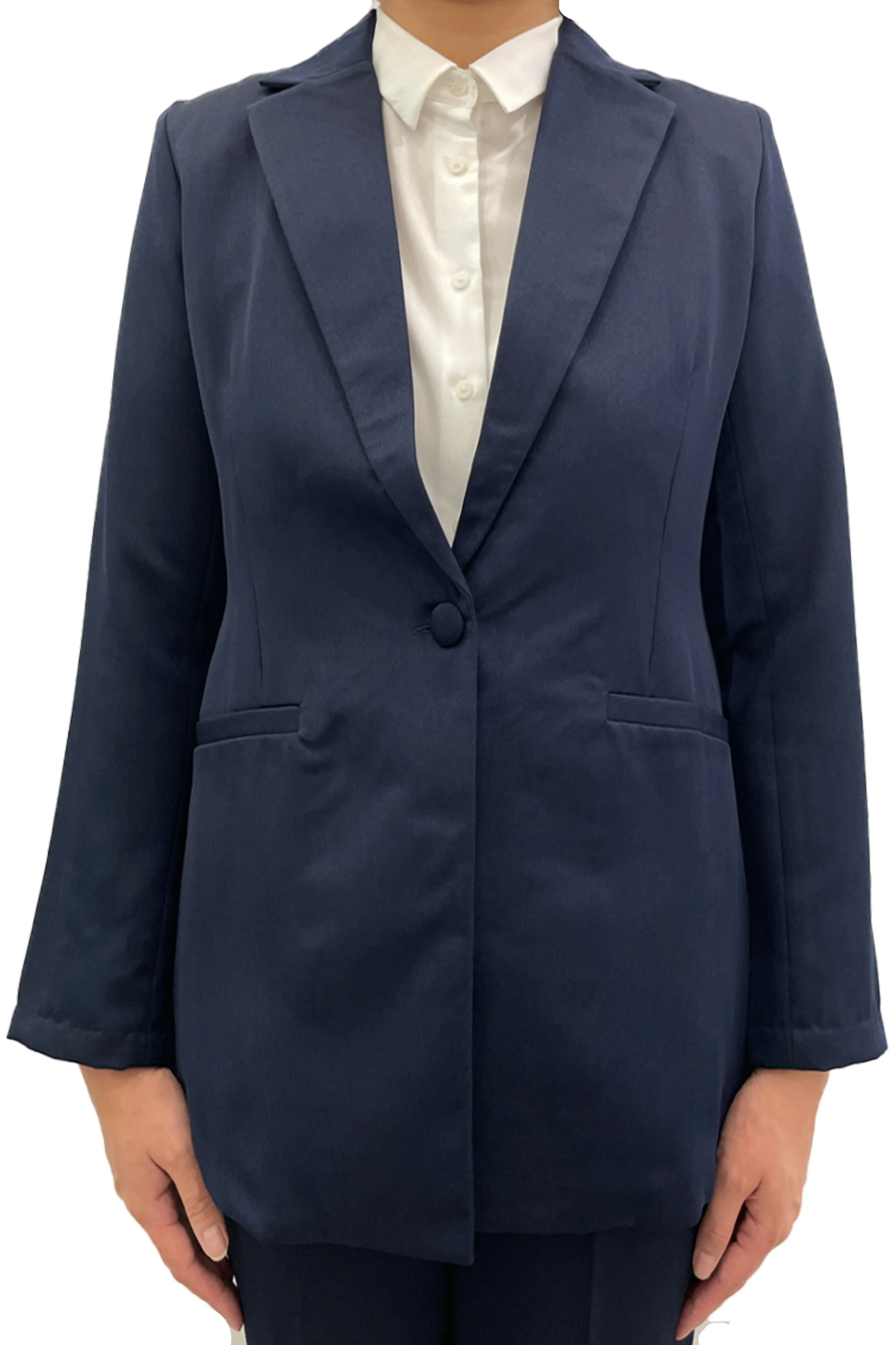 1 Button Structured Blazer - Blue