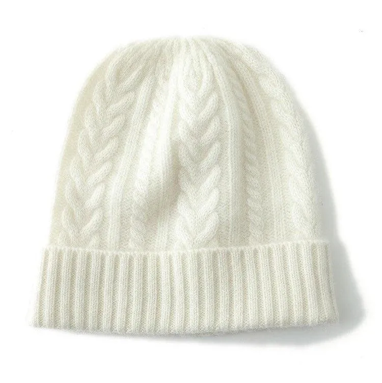 100% Cashmere Unisex Cable Knit Beanie