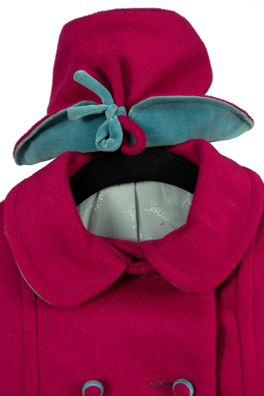 1950s Schiaparelli Vintage Childrens Pink Coat & Hat