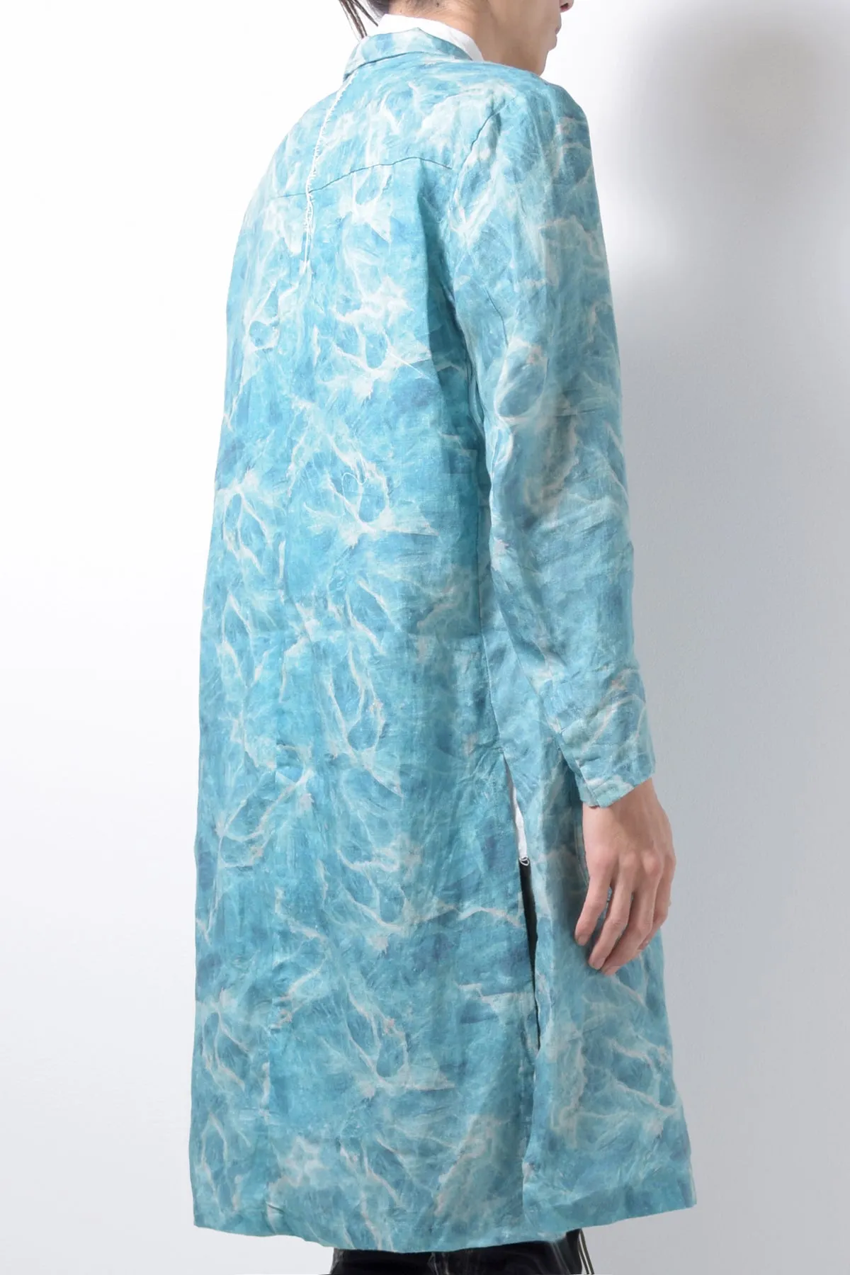 2201-JK02C Fractal Side Slit Tailored Coat Turquoise