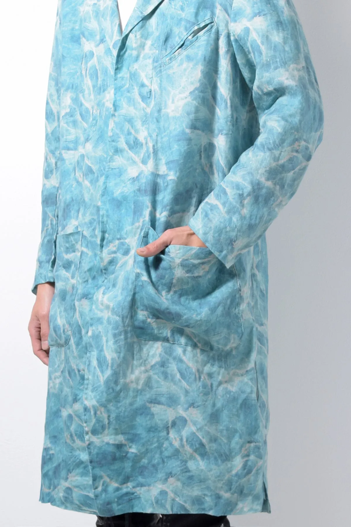 2201-JK02C Fractal Side Slit Tailored Coat Turquoise