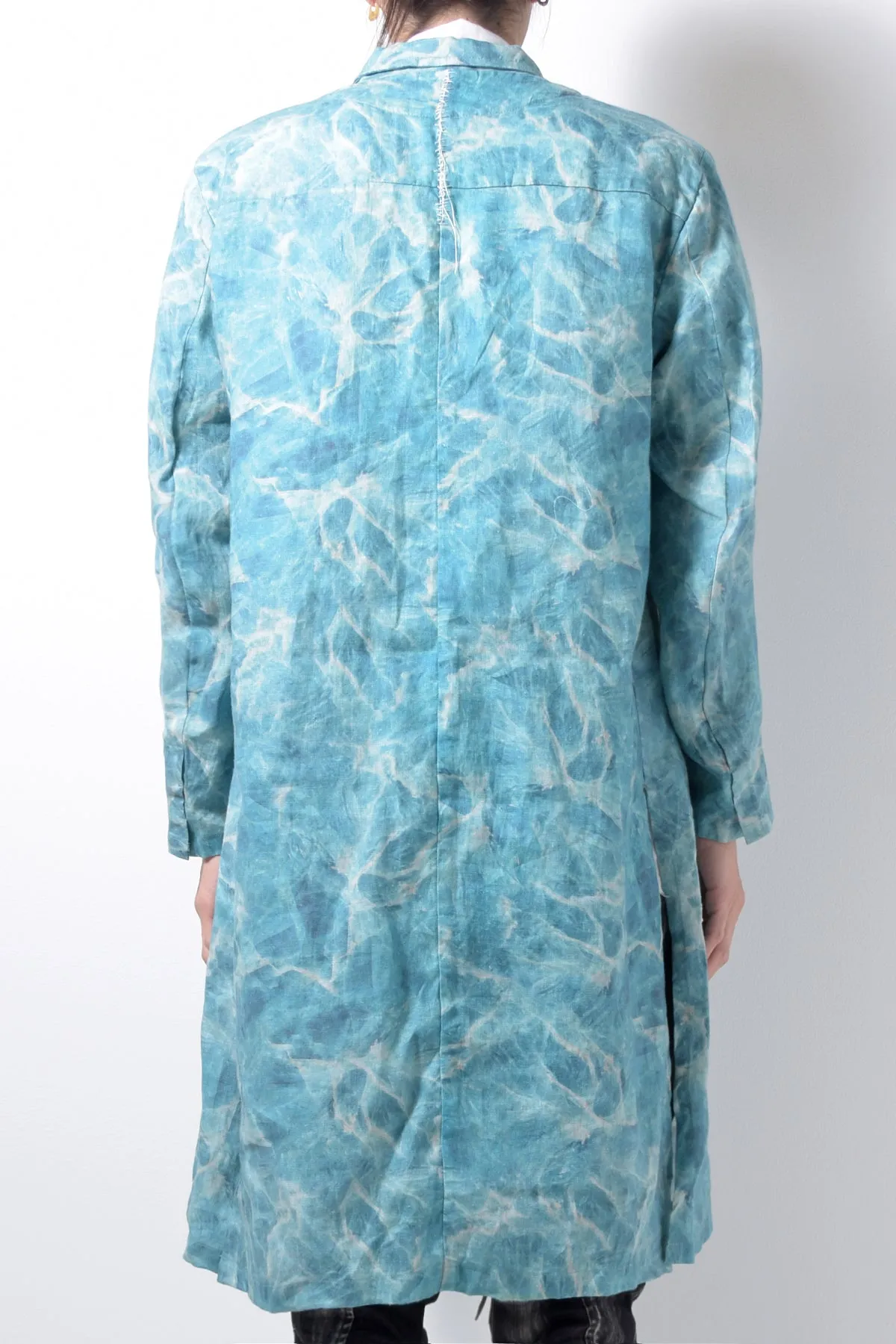 2201-JK02C Fractal Side Slit Tailored Coat Turquoise