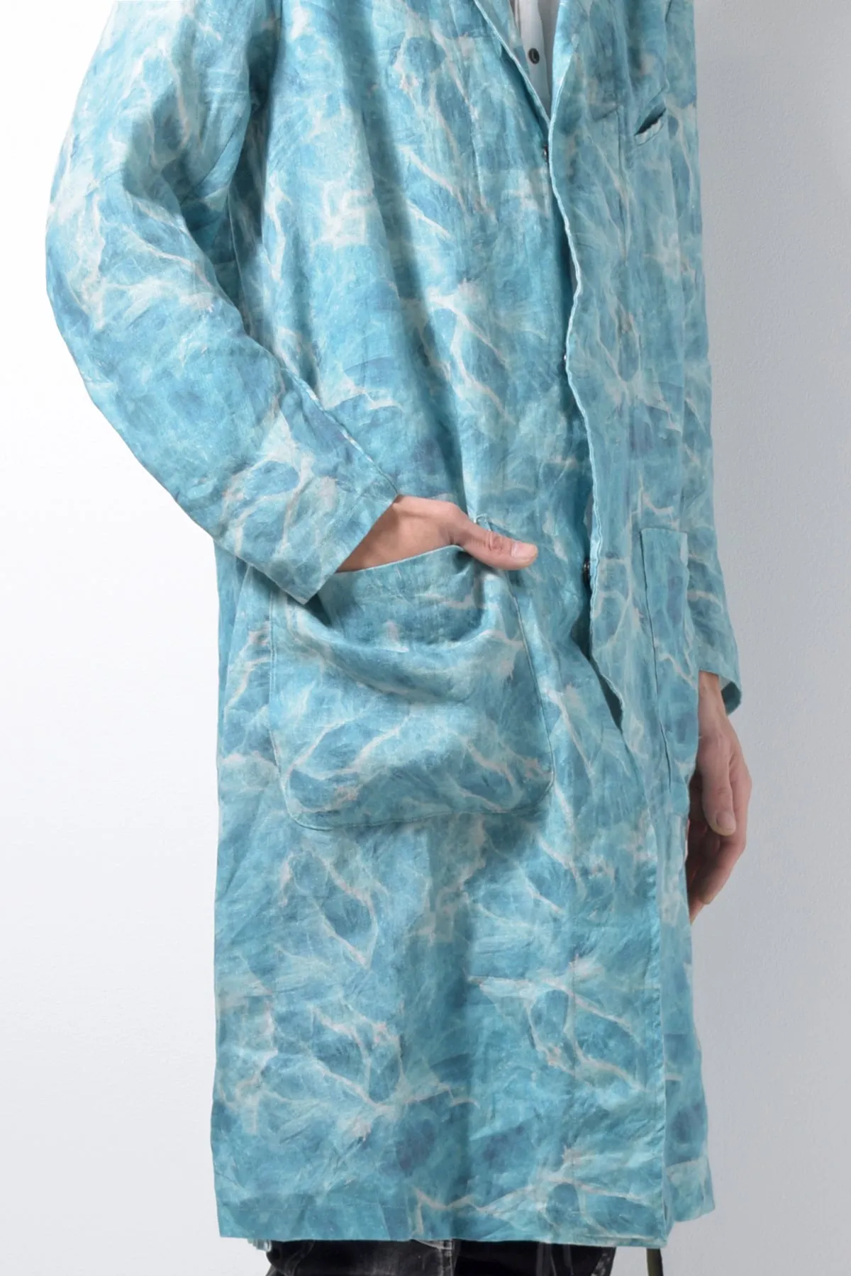 2201-JK02C Fractal Side Slit Tailored Coat Turquoise