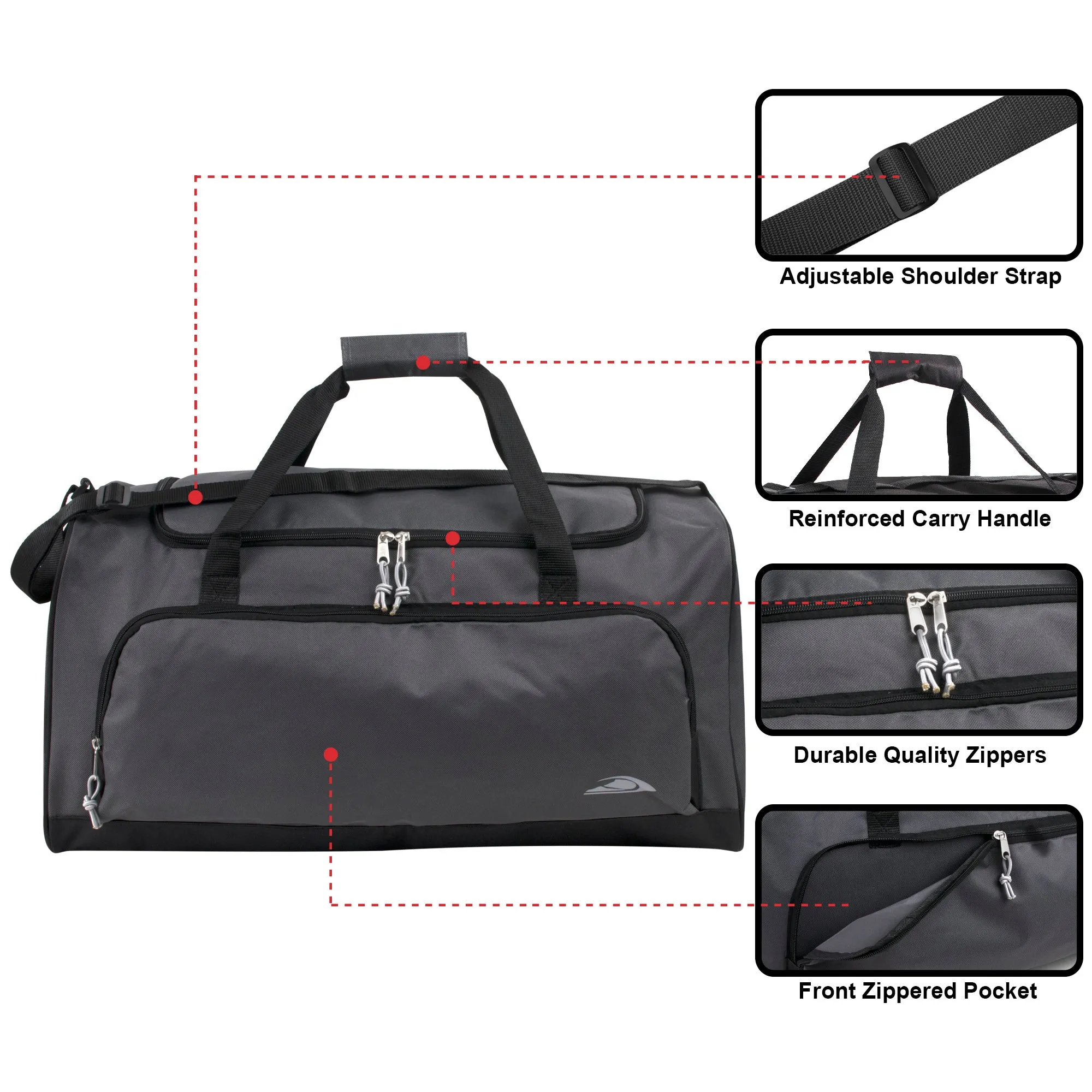 61cm Duffel Bag Jumbo 54L Capacity - Grey