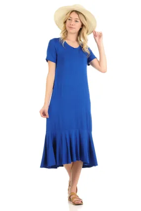 A-Line Ruffle Hemline Midi Dress