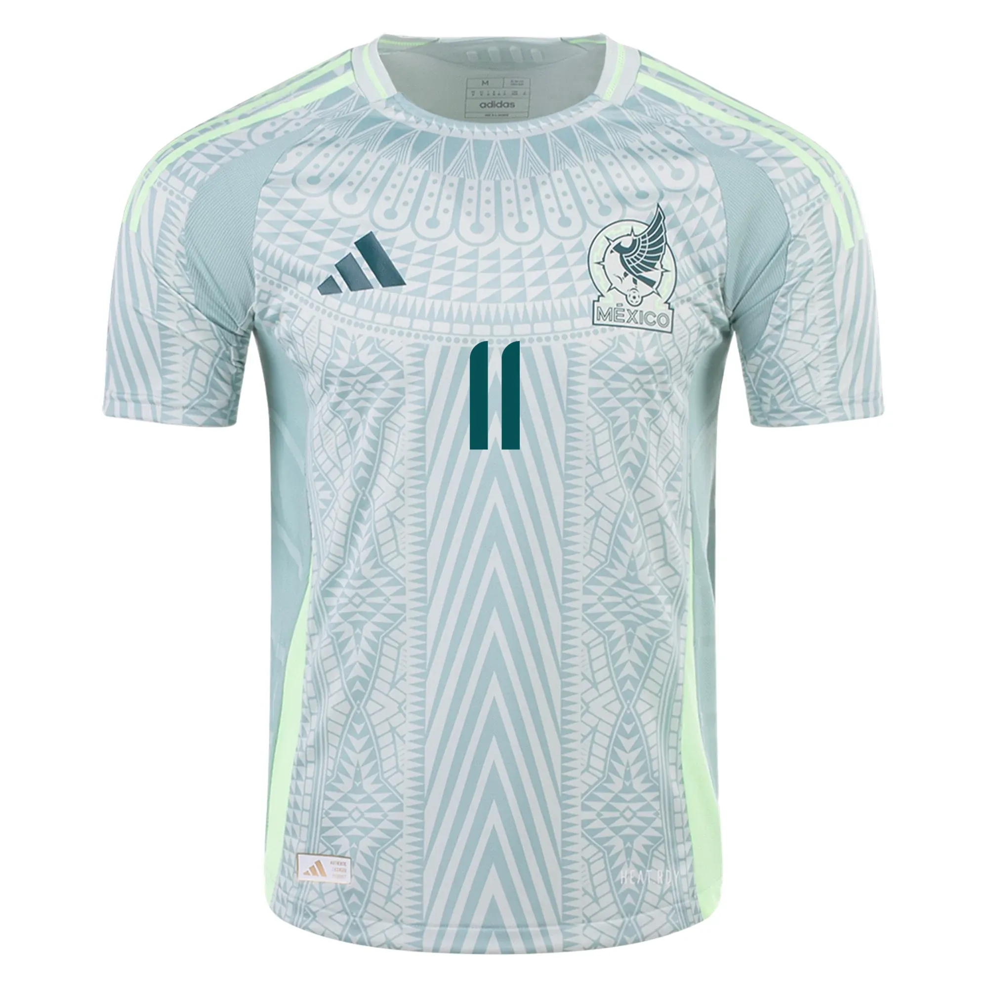 adidas Mens Mexico Authentic Santiago Giménez Away Jersey 24/25 (Linen Green)