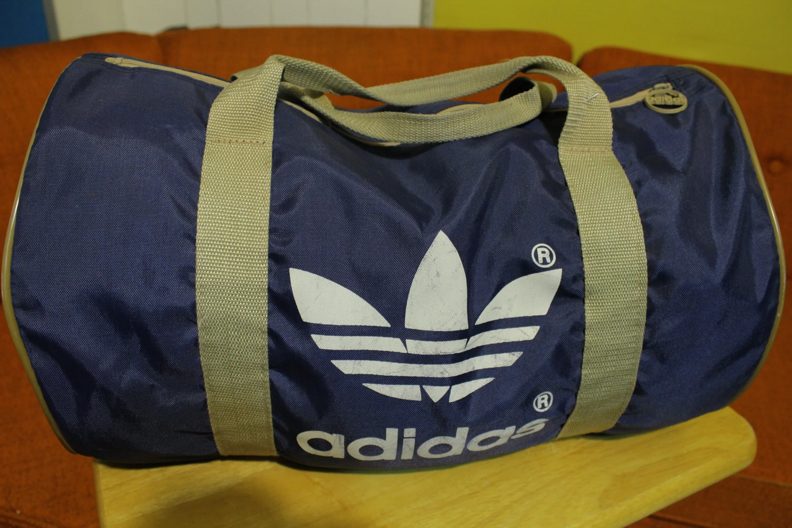 Adidas Vintage 80s Trefoil Logo Gym Duffle Travel Bag