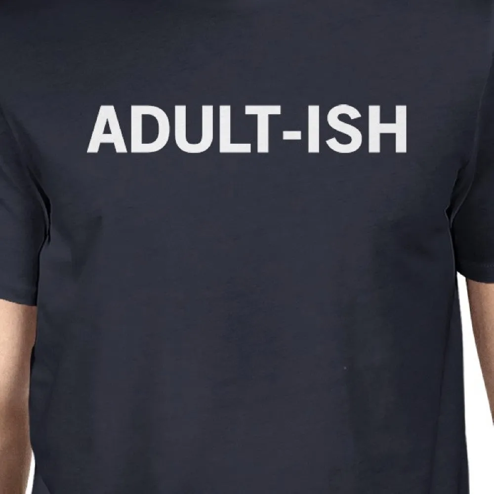 Adult-ish Men Navy T-shirts Cute Graphic Printed Short Sleeve Shirt