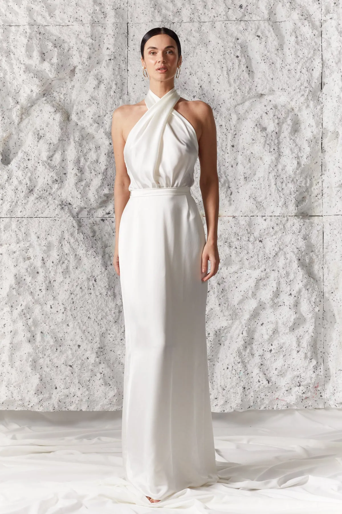 ALIUR soft satin maxi wedding dress