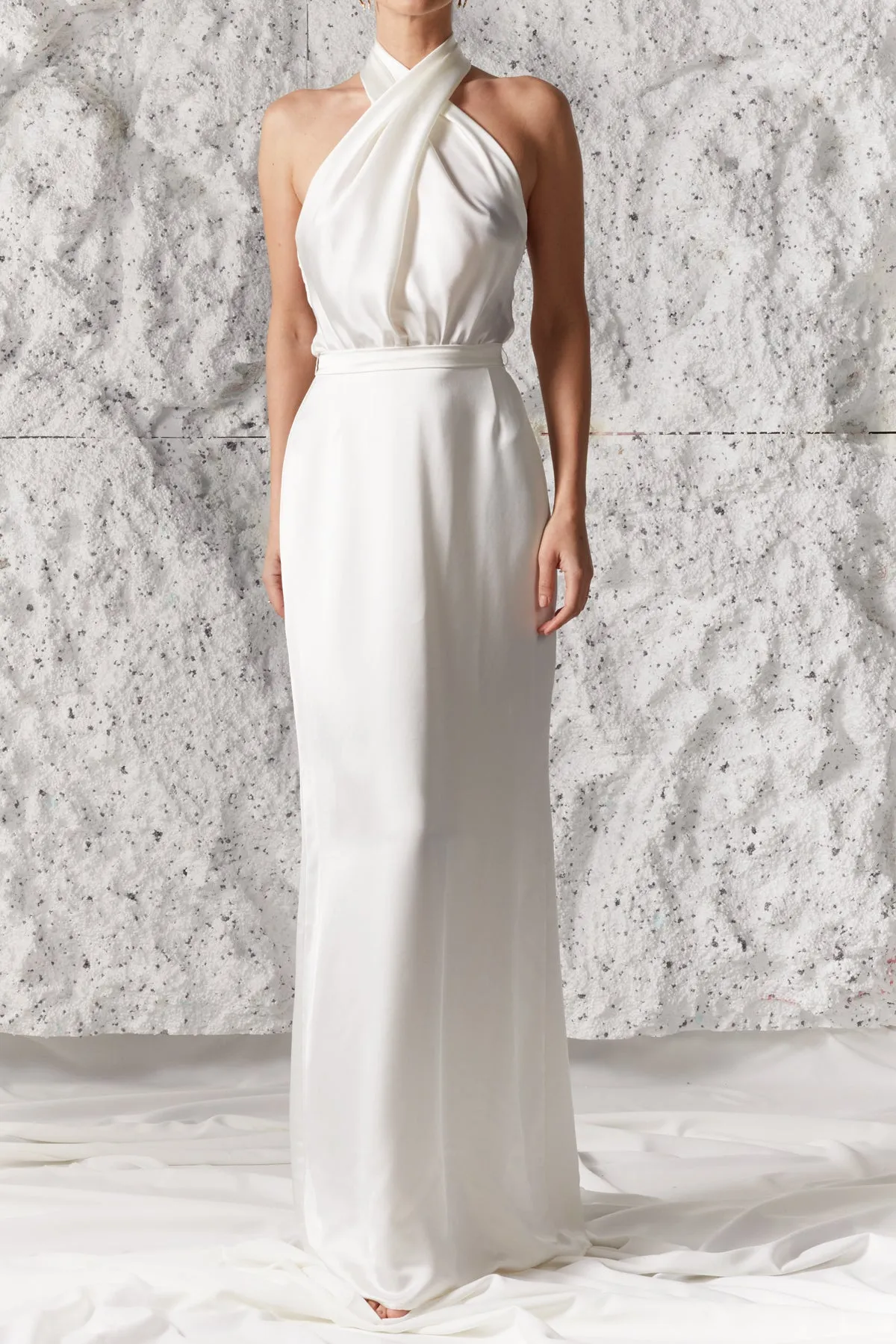 ALIUR soft satin maxi wedding dress