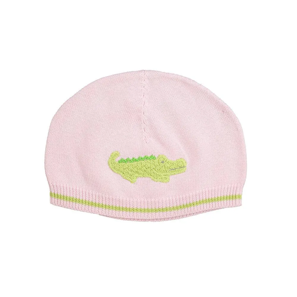 Alligator Knit Hat in Pink