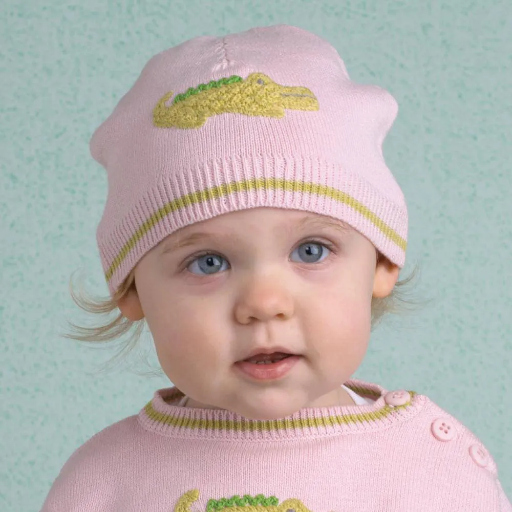 Alligator Knit Hat in Pink