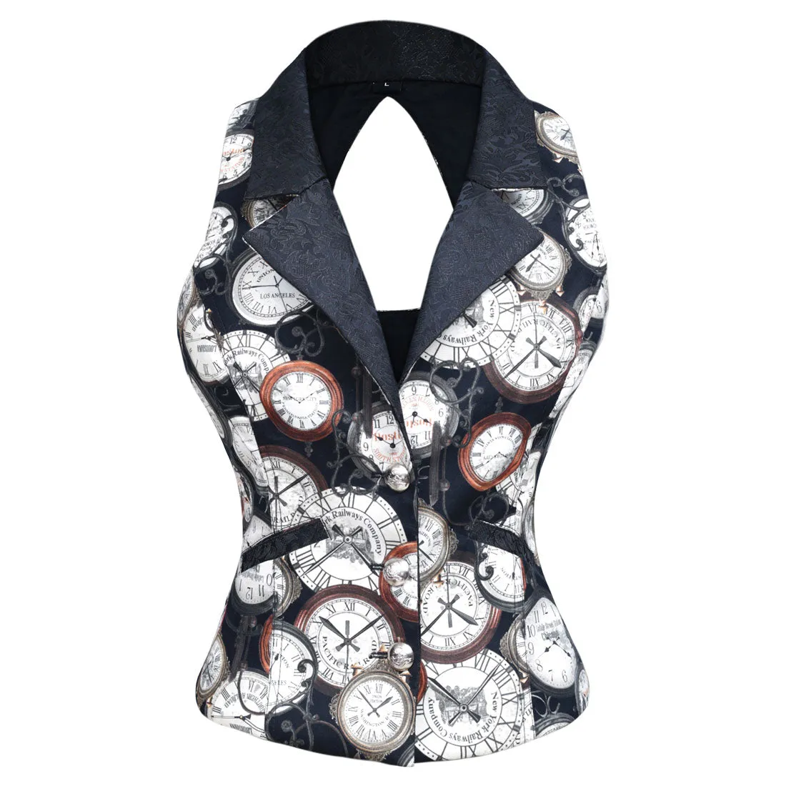 Anemone Steampunk Clock Print Waist Coat