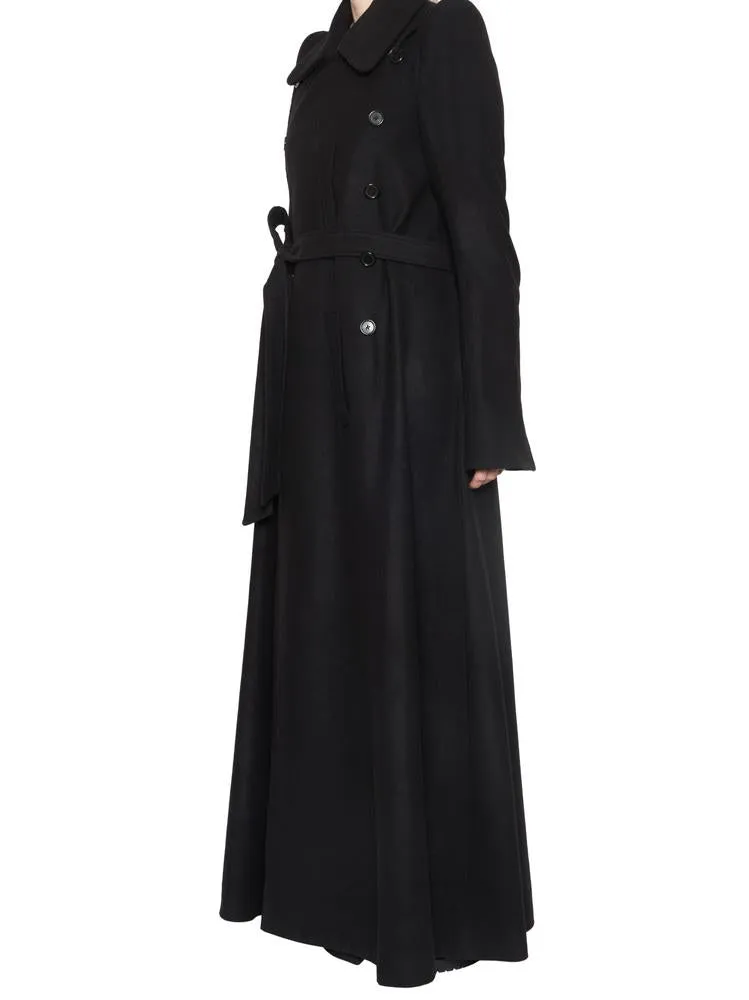 Ann Demeulemeester Structured Shoulder Belted Long Coat