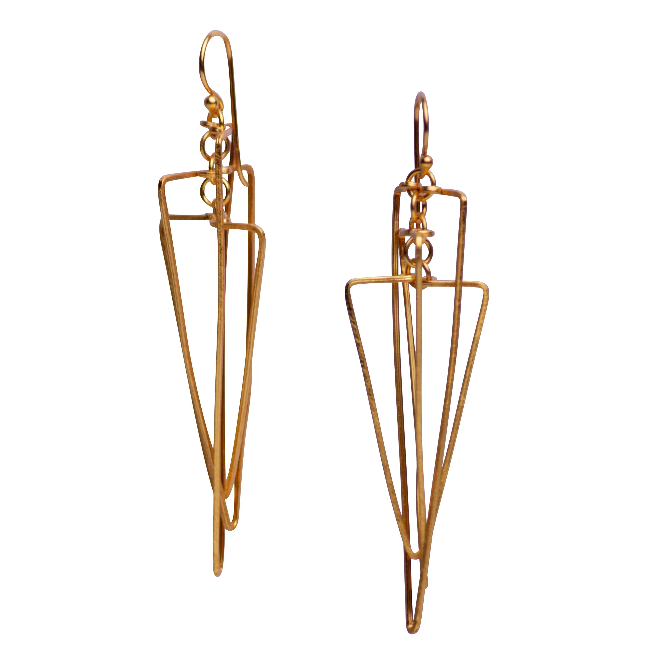 Art Deco Matte Gold Dangle Earrings