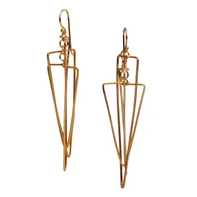 Art Deco Matte Gold Dangle Earrings