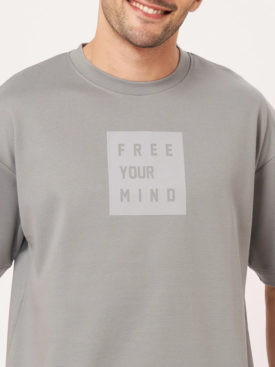 Ash Grey Half Sleeve Oversized T-Shirt