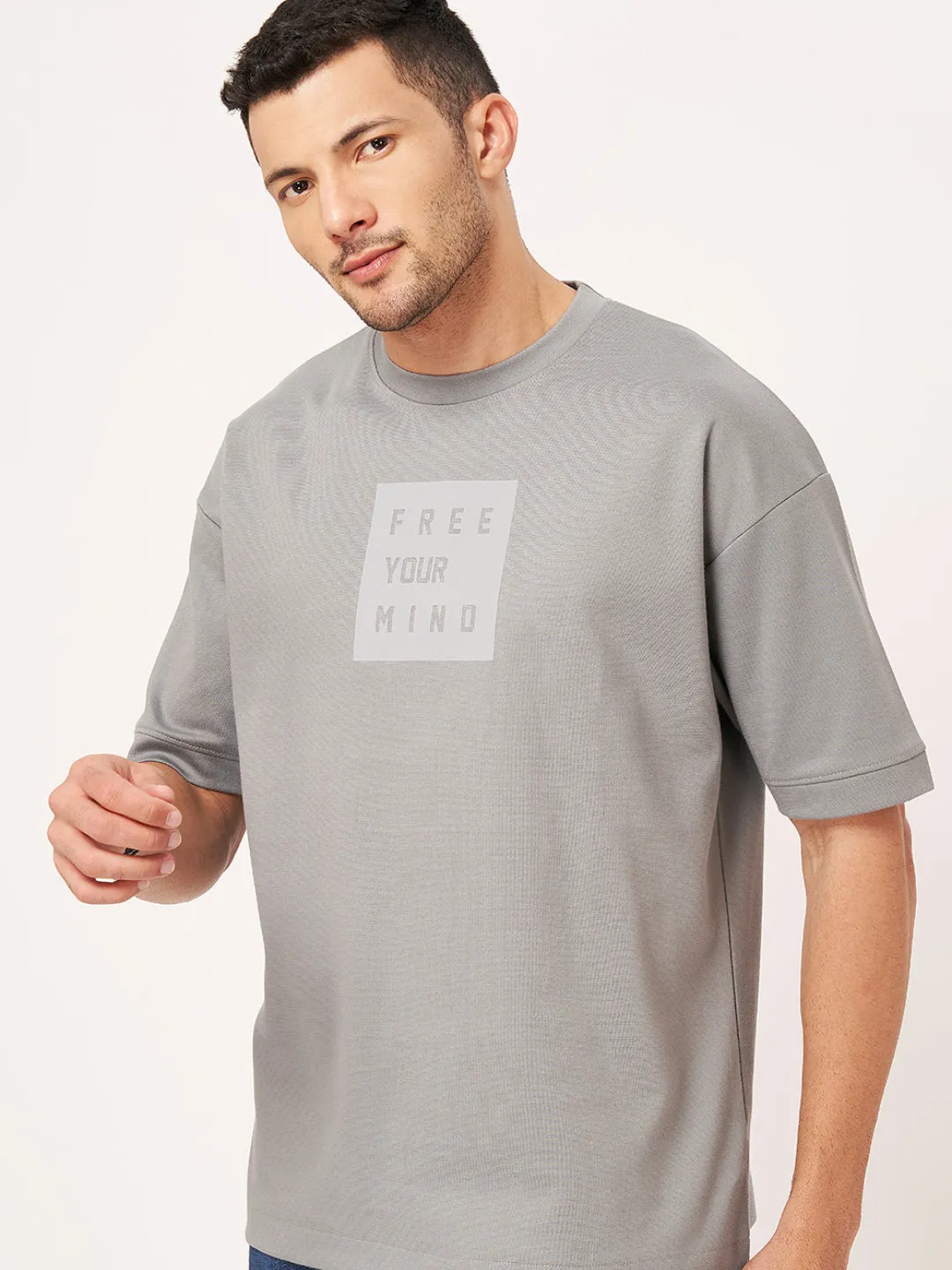 Ash Grey Half Sleeve Oversized T-Shirt