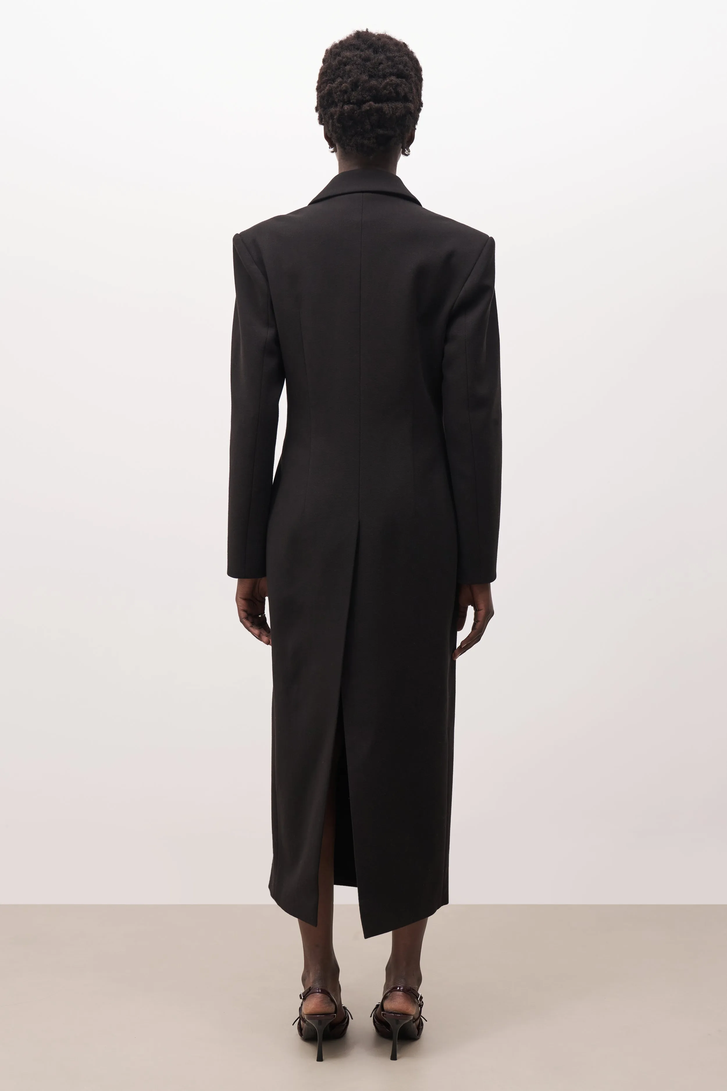 Asymmetric Tailored Longline Coat - Black