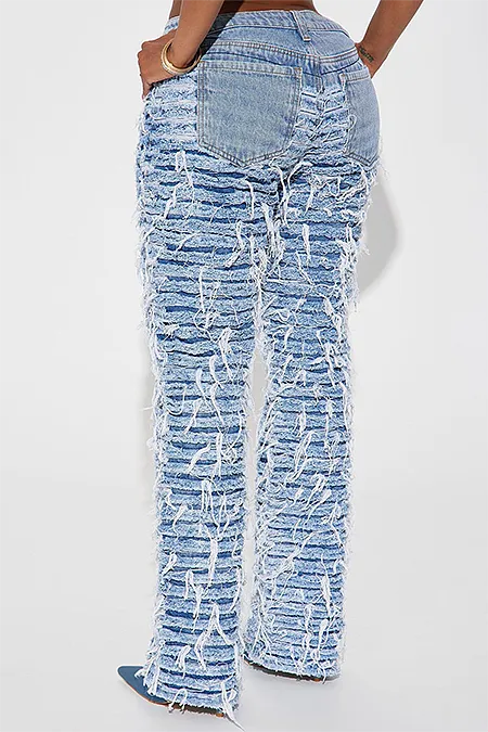 ‘Ayra’ Denim Frayed Jeans