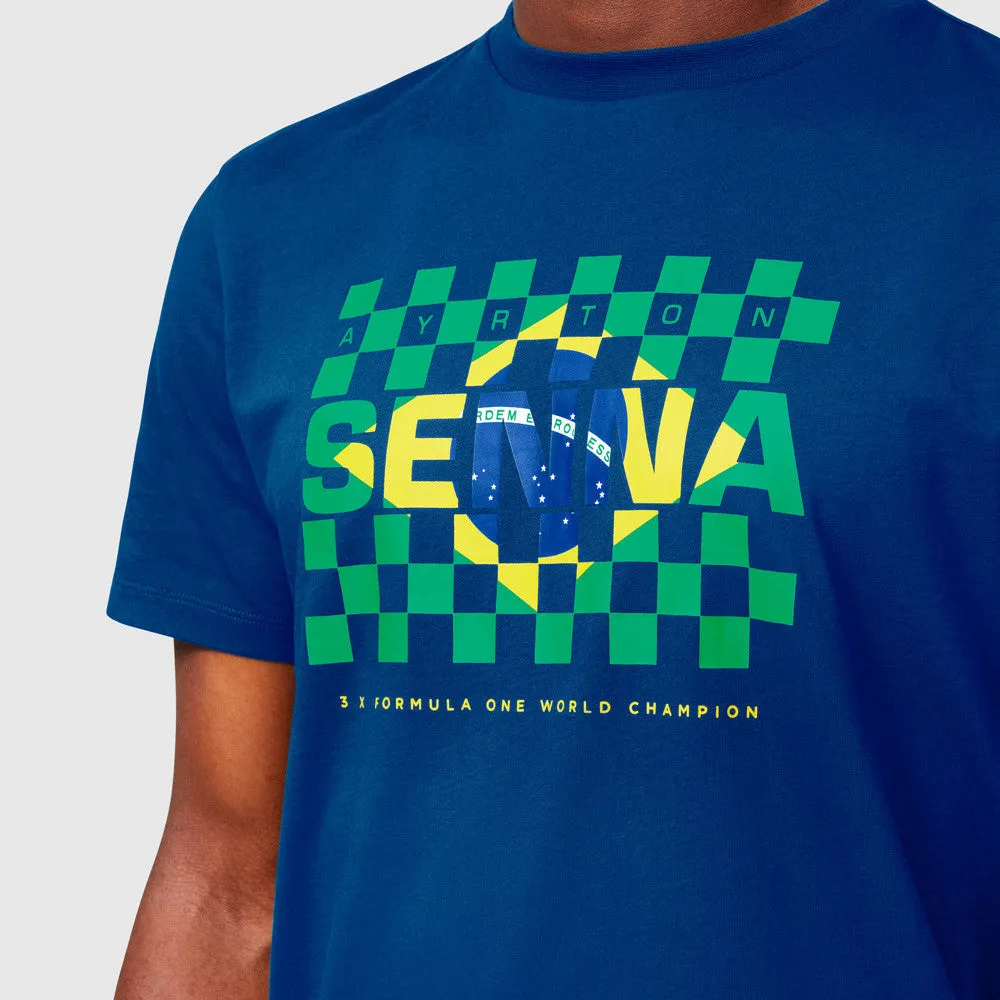 Ayrton Senna T-shirt, Brasil Flag, Blue, 2021