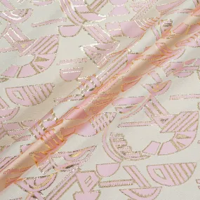 Baby Pink & Gold Jacquard Cream Silk Blend