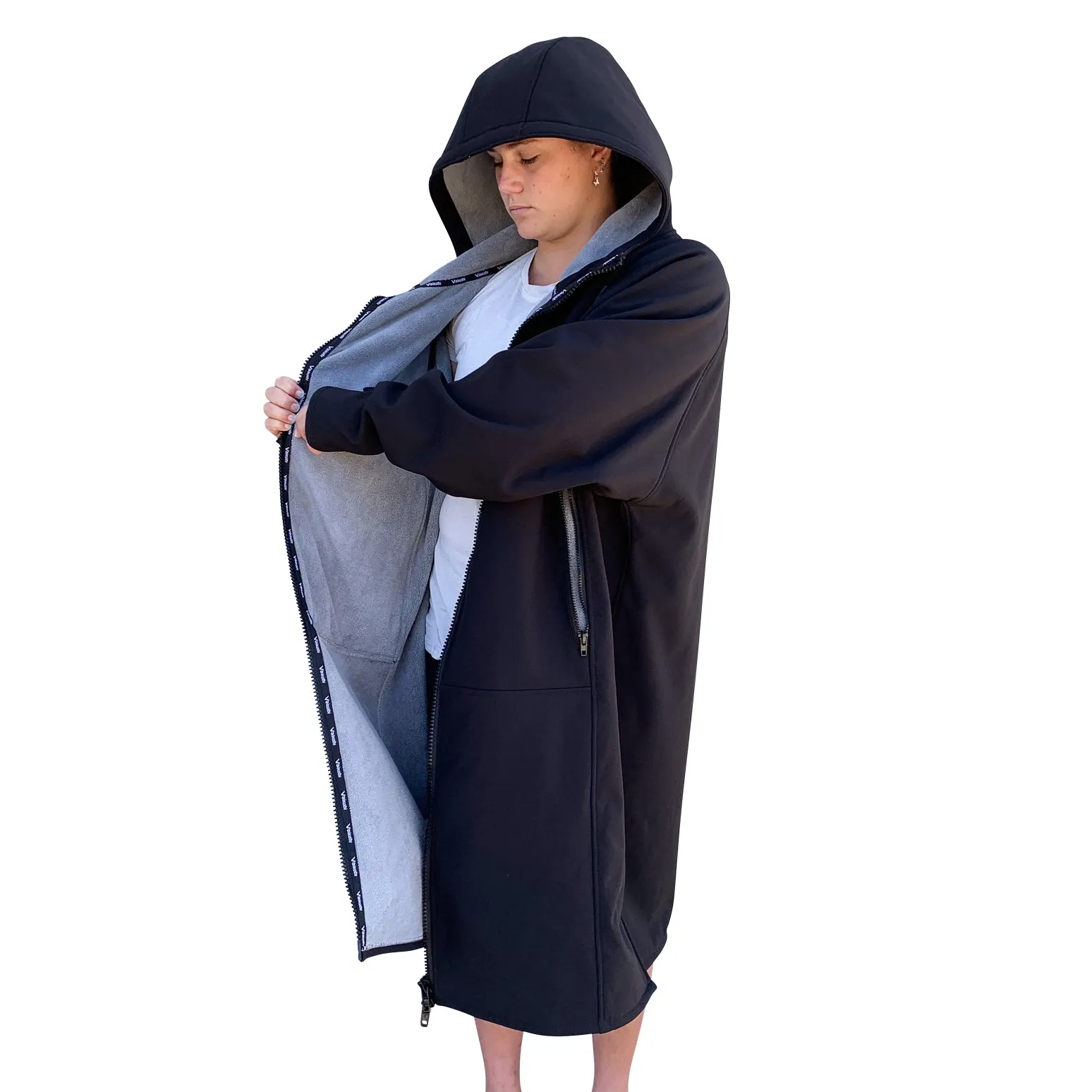 BEACH COAT - BLACK/GREY