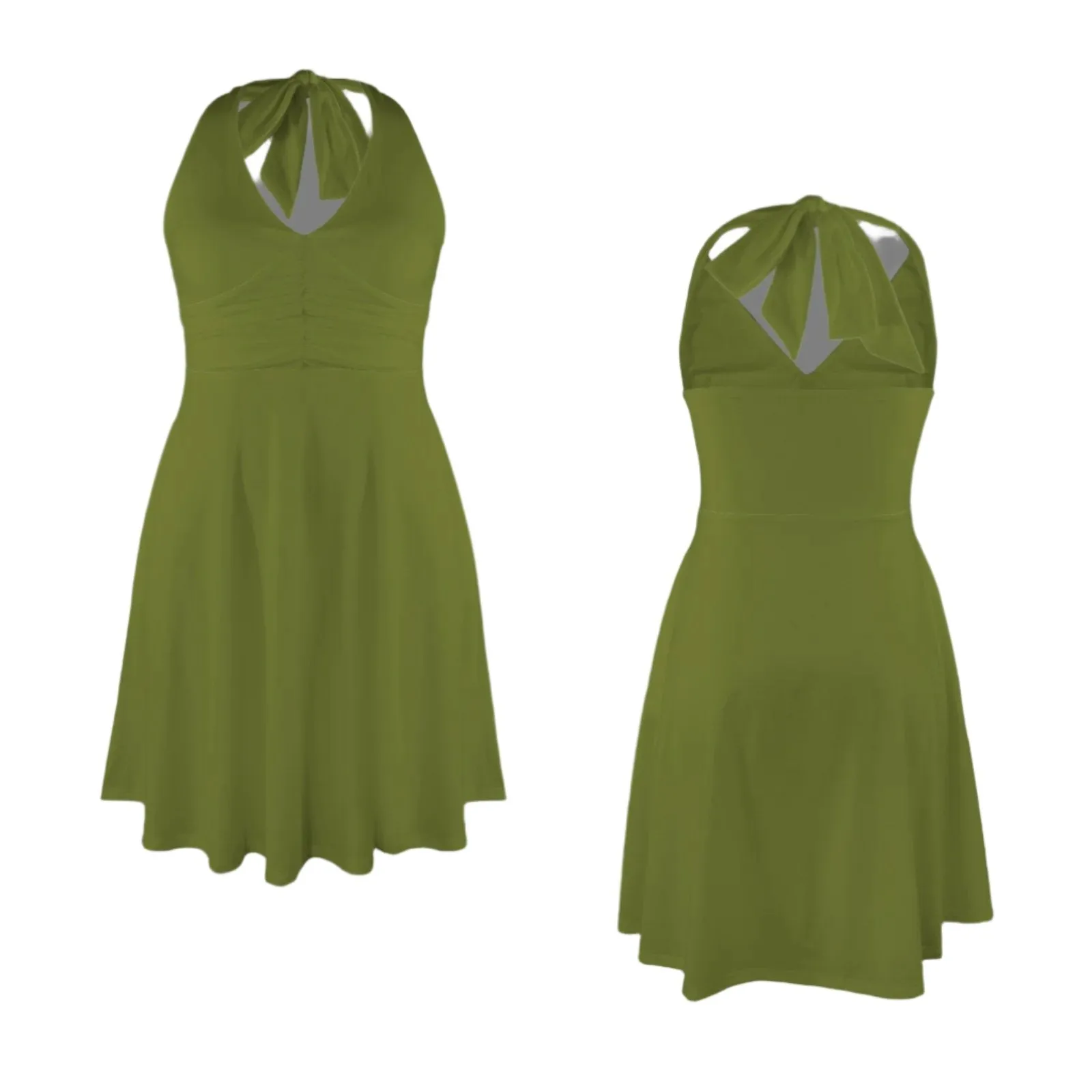 Beauitful Solid Olive Green Halter Dresses | Multicolor Halter Dress Collection