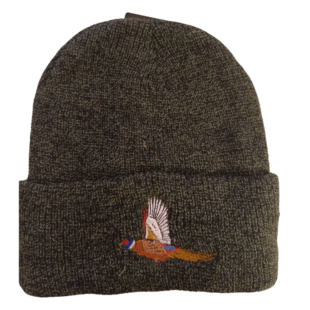 Beechfield | Knit Hat Tweed | Olive Heather With Logo