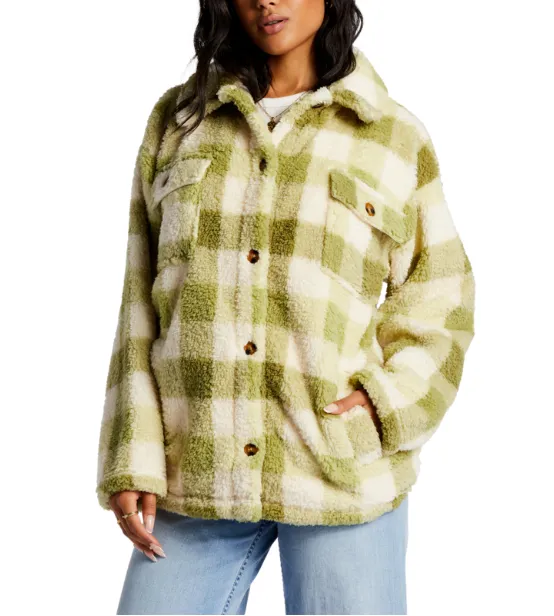 Billabong Womens Fairbanks Button-Up Teddy Bear Jacket