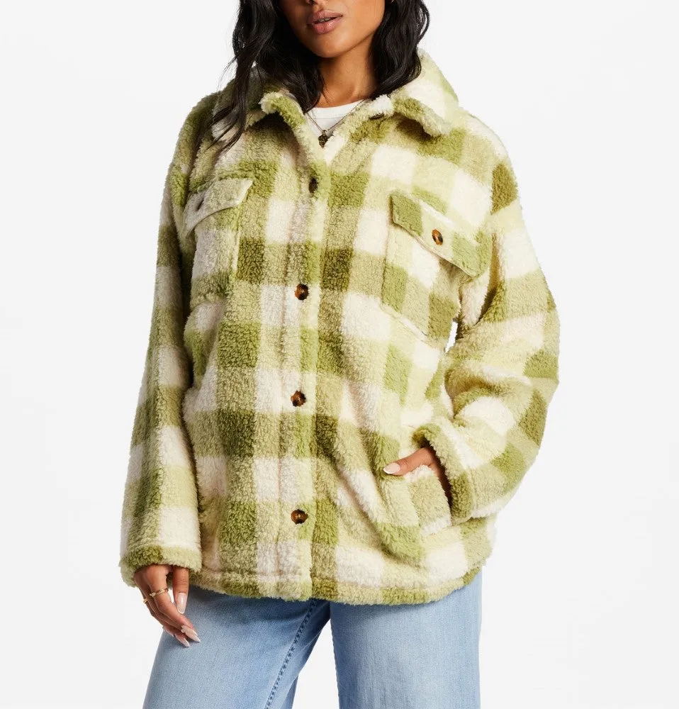 Billabong Womens Fairbanks Button-Up Teddy Bear Jacket