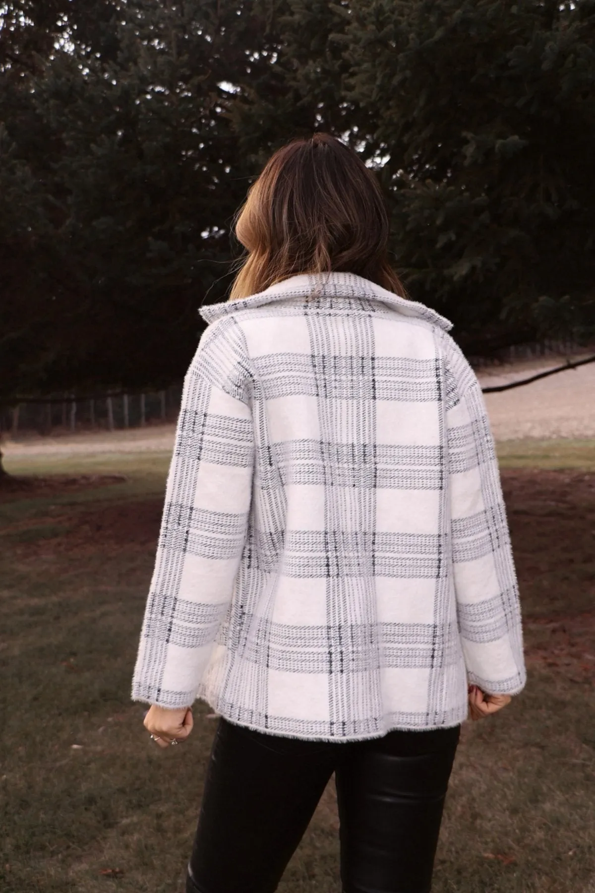 Black and White Plaid Coat - FINAL SALE