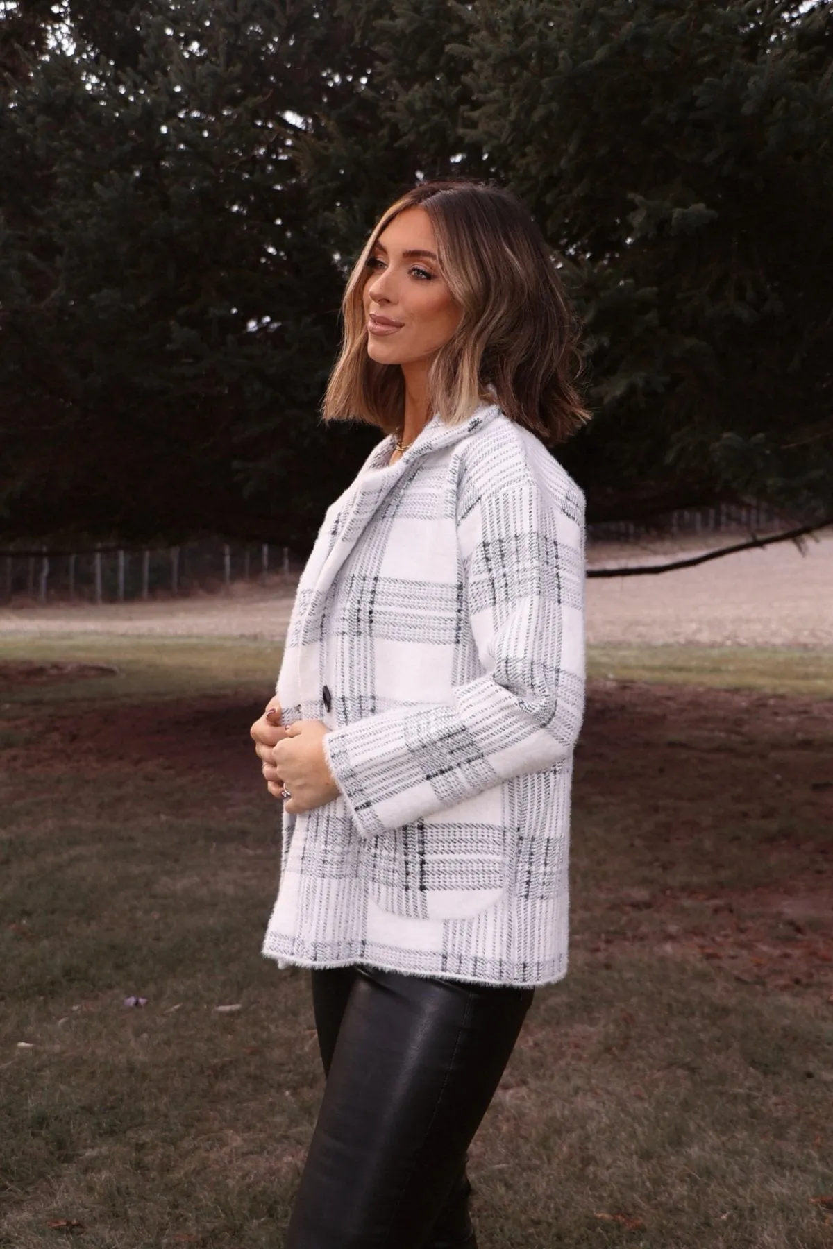 Black and White Plaid Coat - FINAL SALE