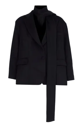 BLACK CACHET SCARF DETAILED BLAZER JACKET