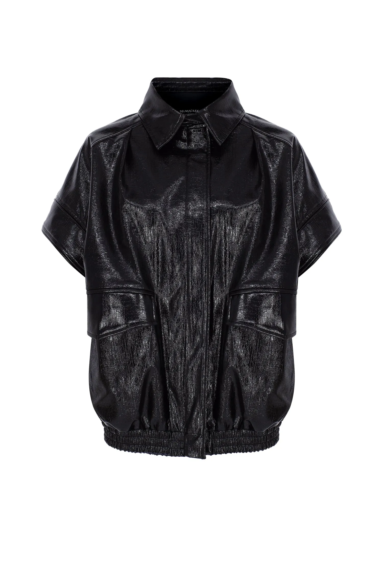 BLACK CRACK LEATHER Jacket with Removable Sleeves