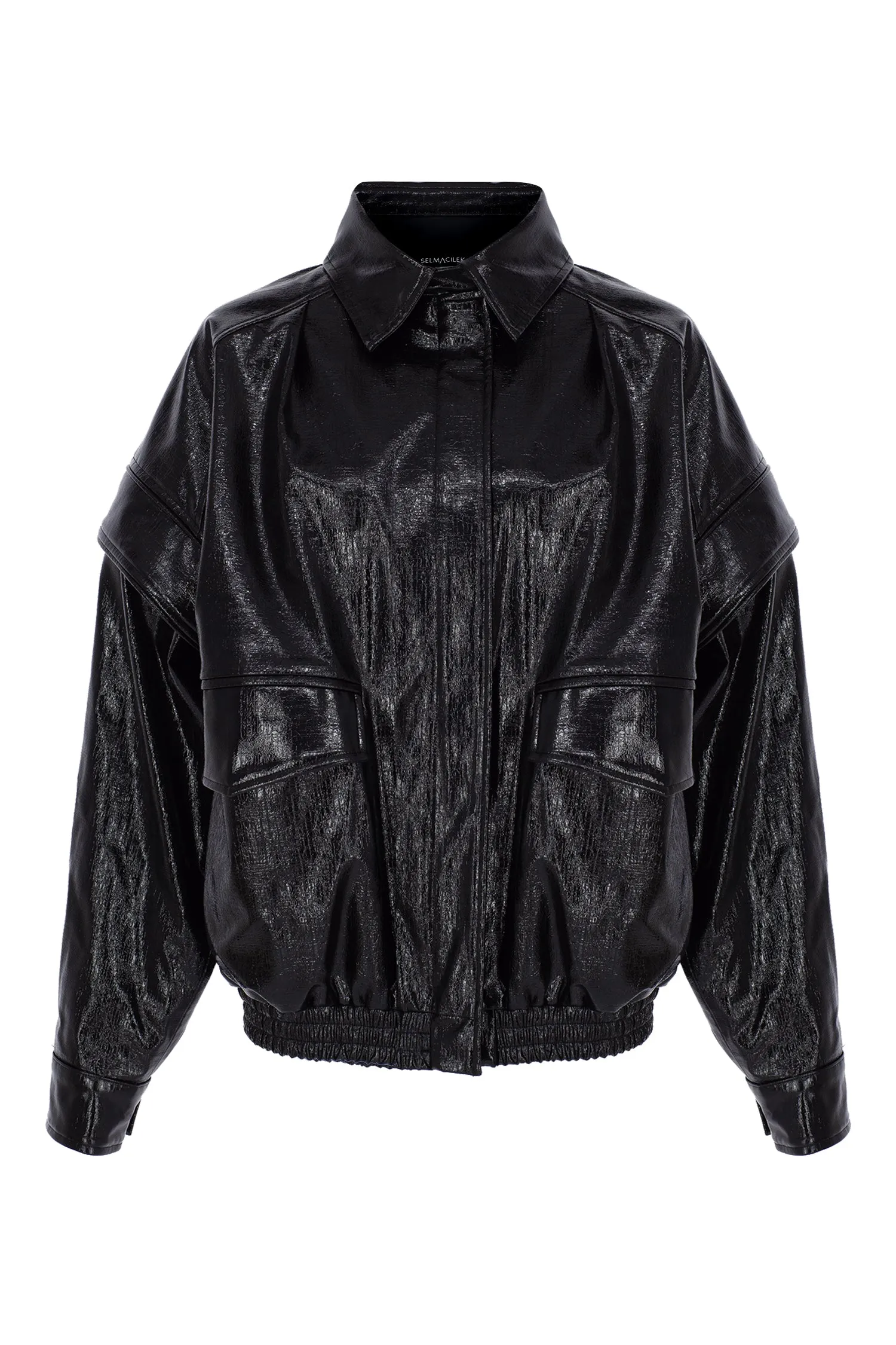 BLACK CRACK LEATHER Jacket with Removable Sleeves