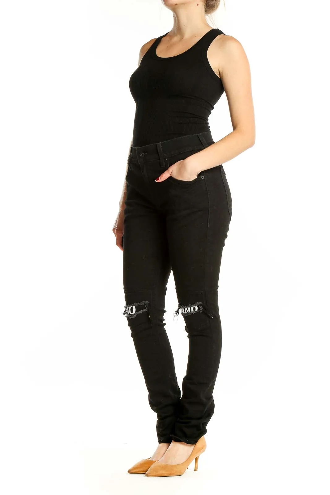 Black Distressed Skinny Jeans