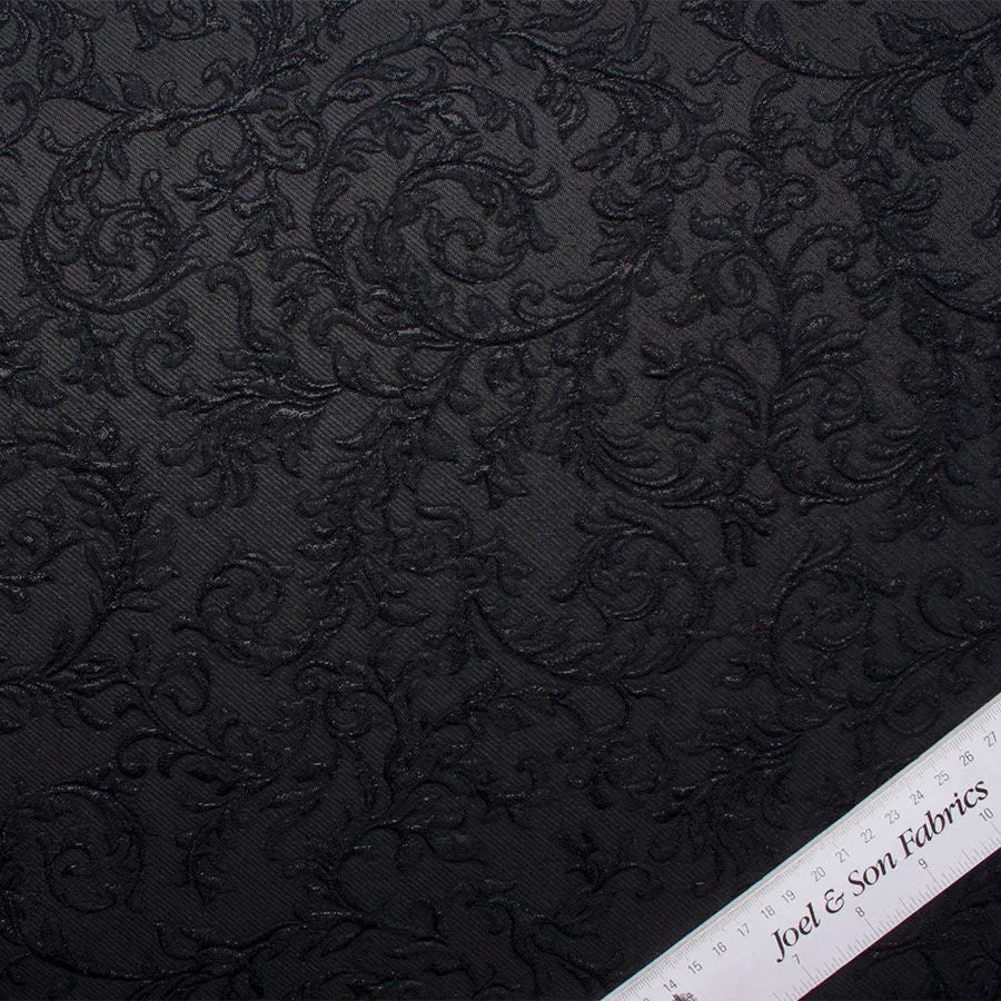 Black Floral Metallic Silk Cloqué