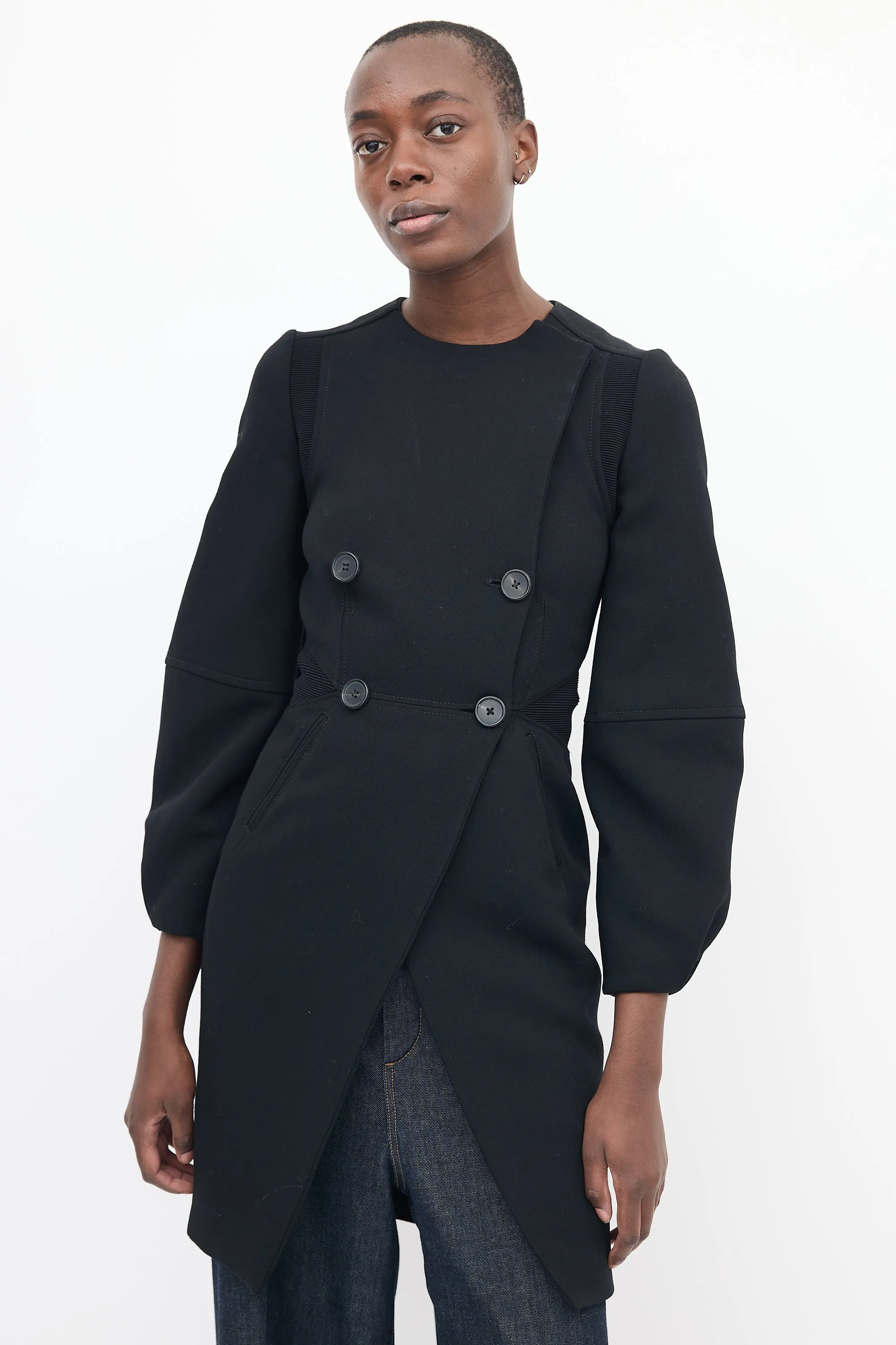 Black Structured Double Breasted Coat