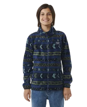 Boys Fun Times Polar Zip Fleece Jacket in Washed Navy