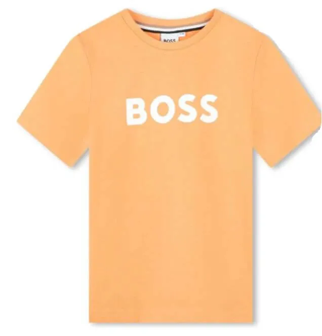 Boys Orange Logo Cotton T-Shirt