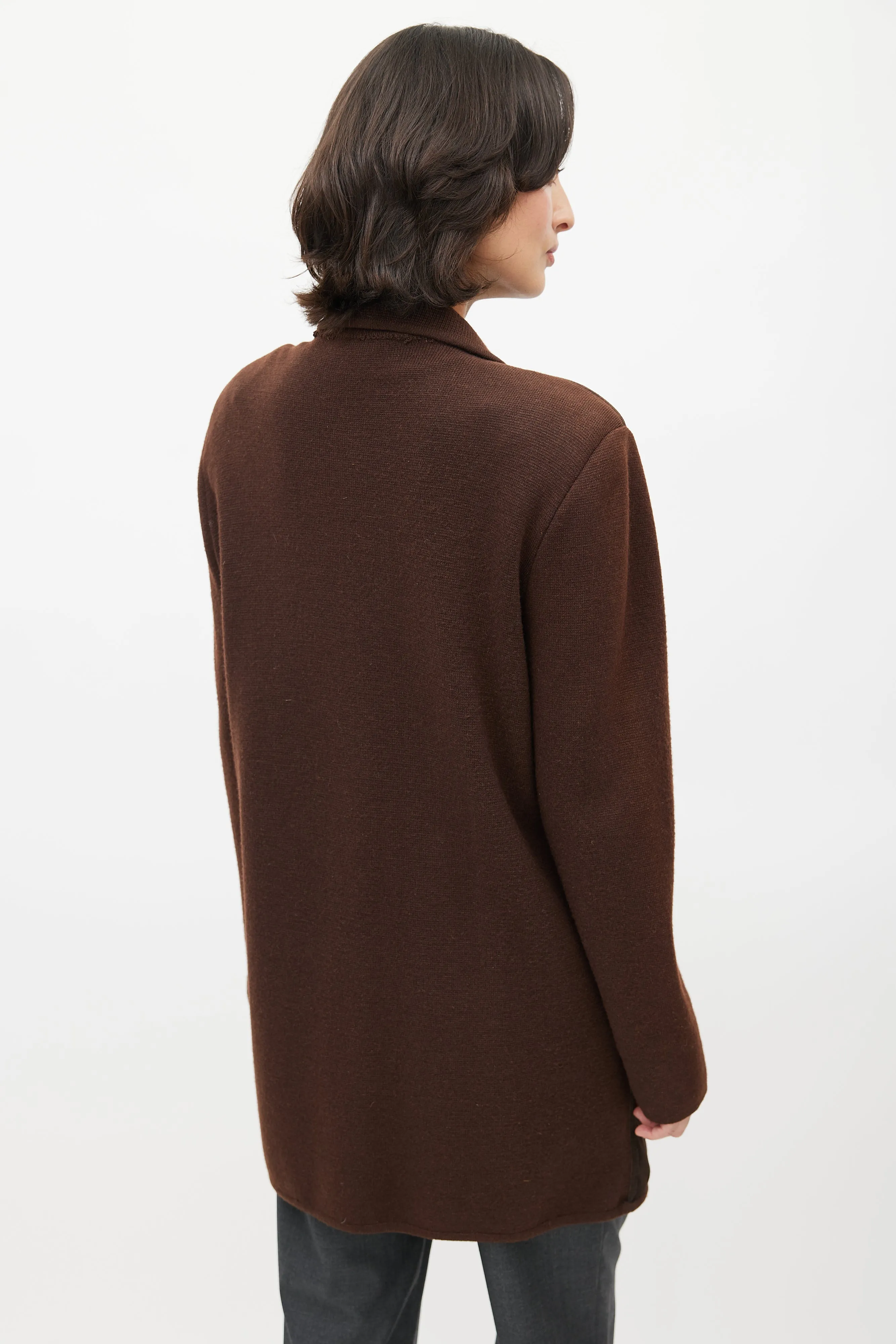 Brown Suede Knit Coat