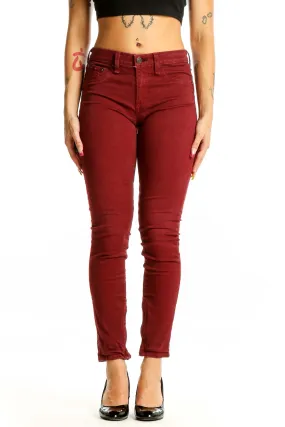 Burgundy Slim Fit Denim Jeans