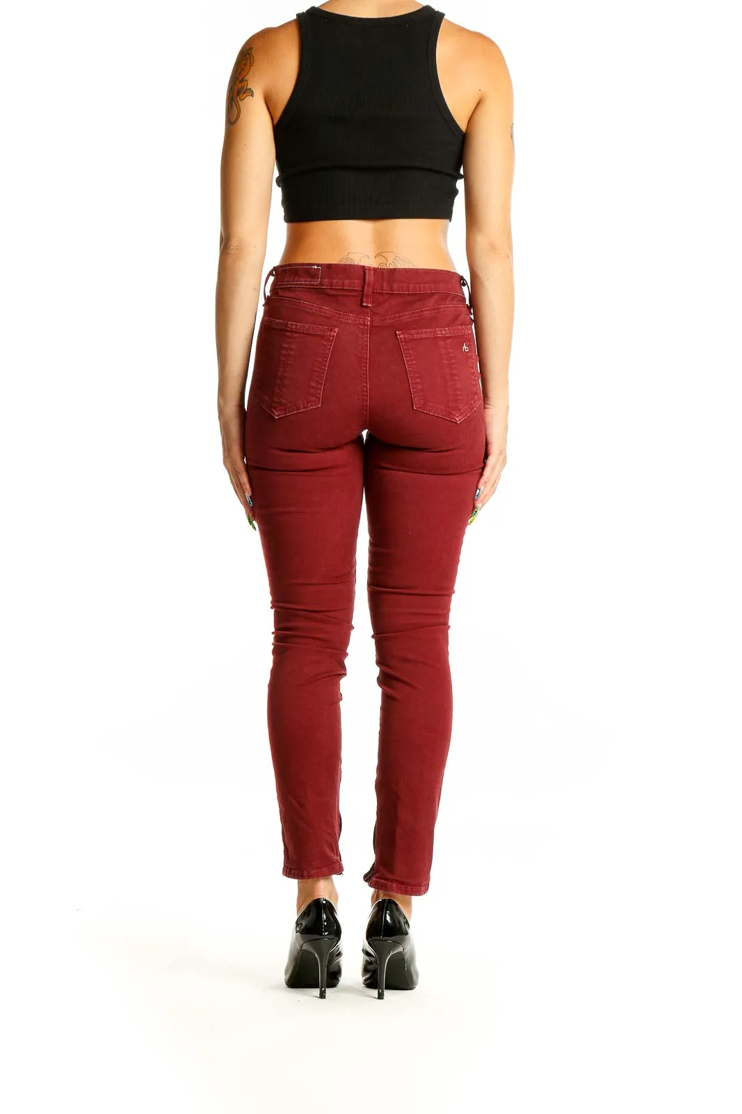 Burgundy Slim Fit Denim Jeans