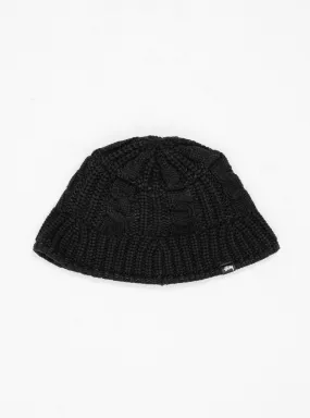 Cable Knit Bucket Hat Black