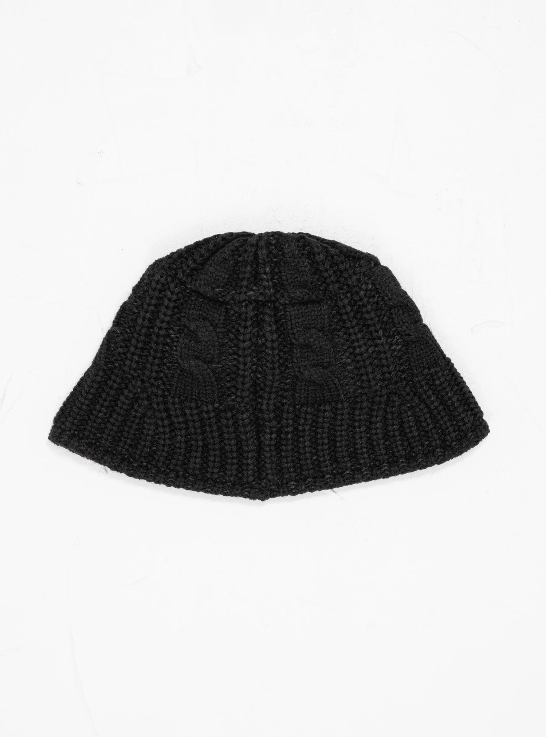 Cable Knit Bucket Hat Black