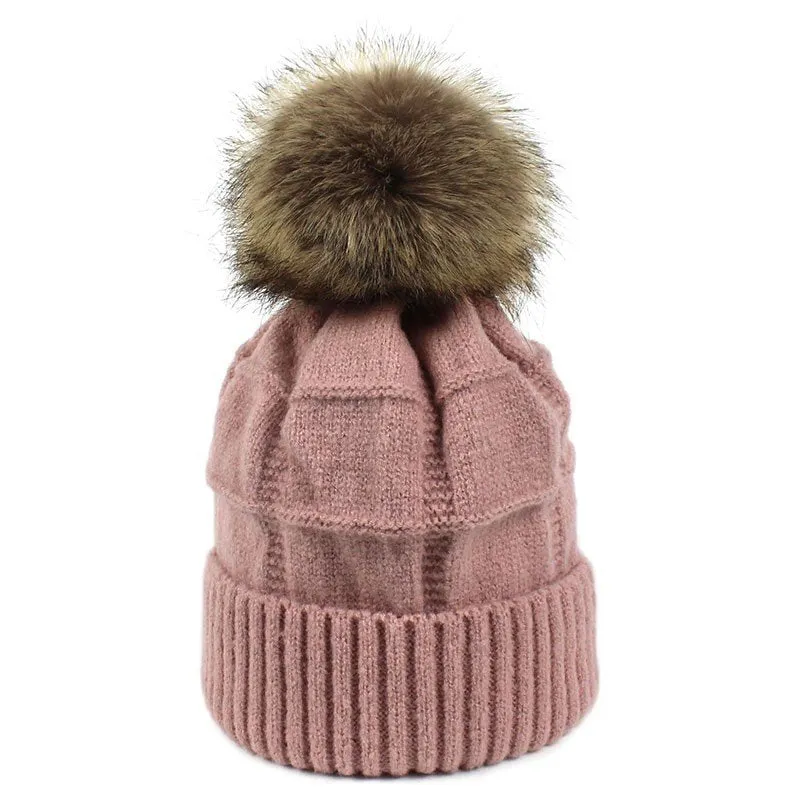 CABLE KNIT POMPOM WARM WINTER HAT BEANIE