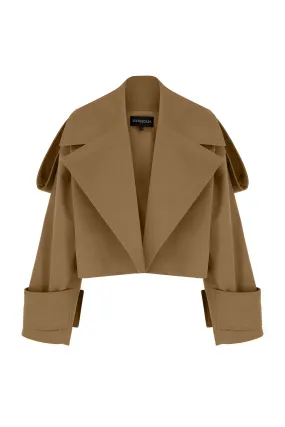 Camel Canvas Shoulder Detailed Jacket