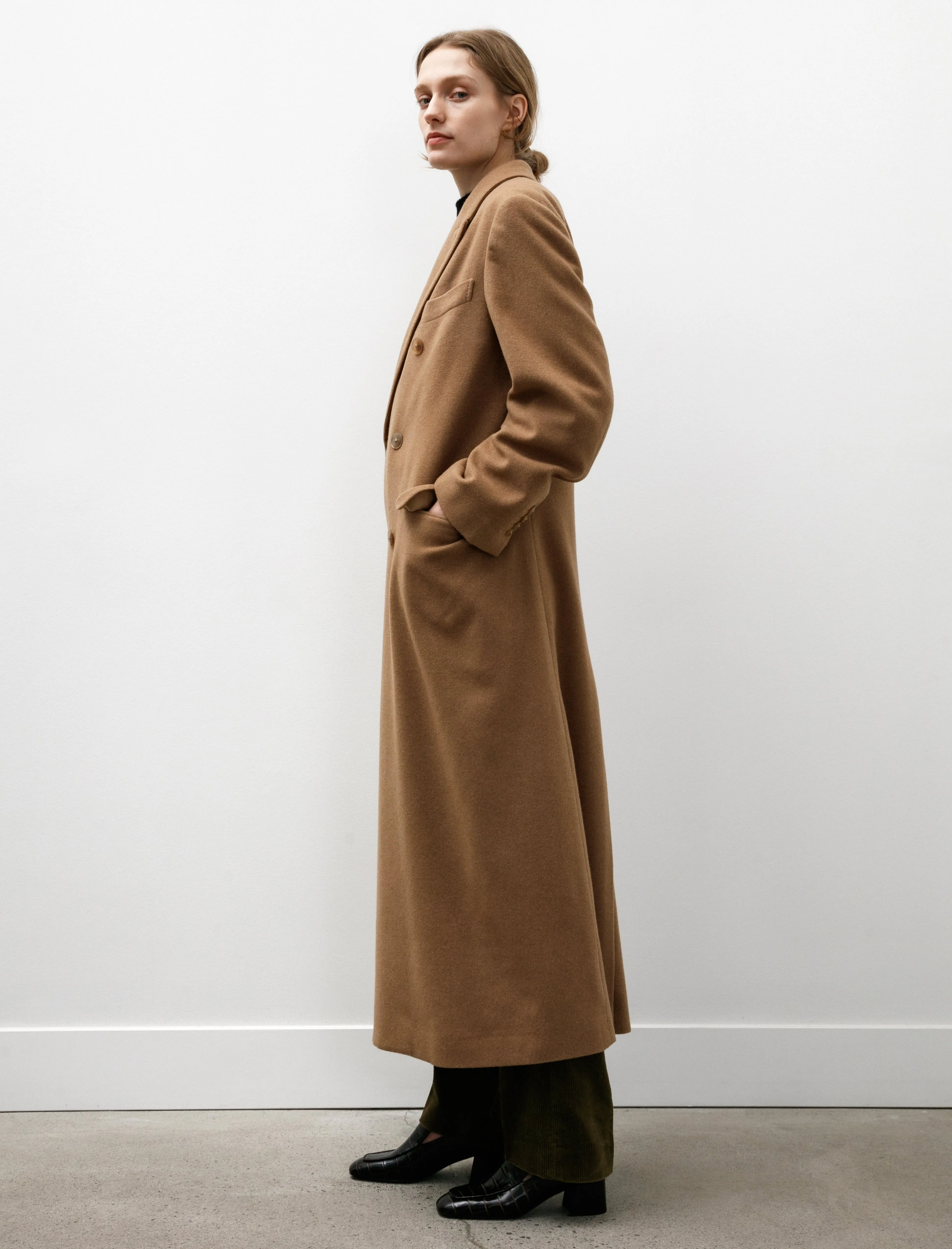 Camel Double Chesterfield Coat